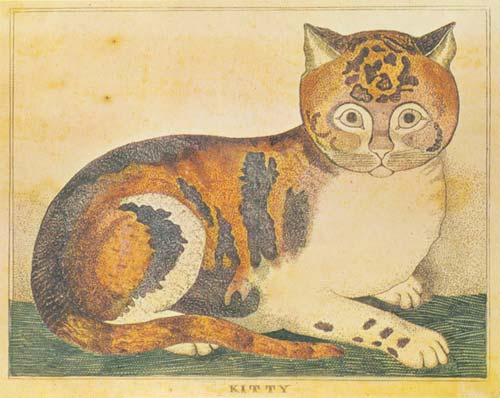 Кошка на поздравительной открытке Дж.Симмонса с гравюры неизвестного американского художника середины XIX в.